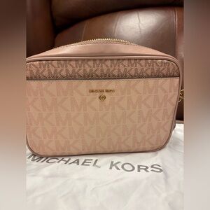 Michael Kors Crossbody Bag.  Pale pink w/gold undertones.
